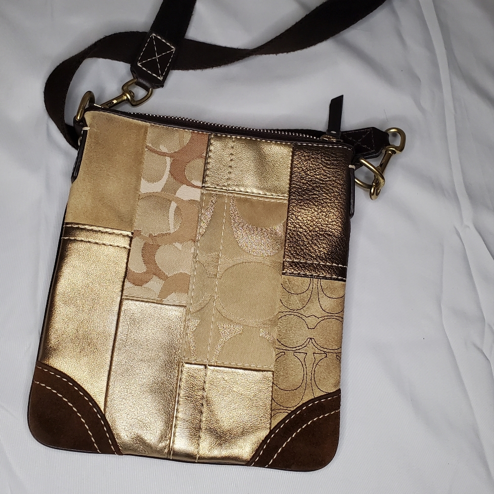 Coach patchwork brown beige tan multimedia crossbody bag - Picture 3 of 7